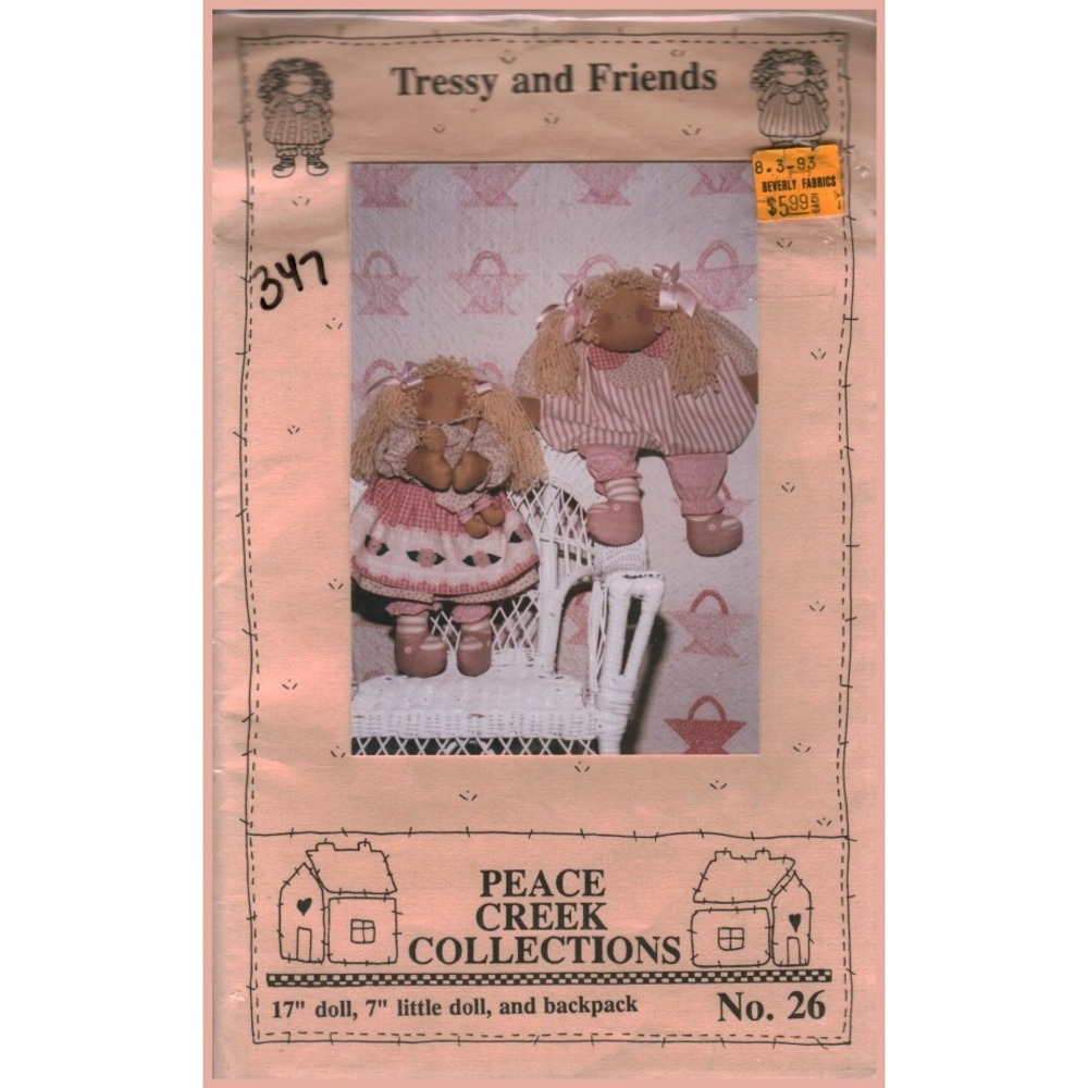 Peace Creek Collections No 26 Tressy & Friends Doll Backpack Sewing Pattern 347